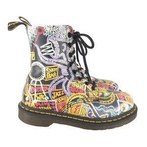 Dr. Martens Pascal Graffiti Print Boots US 5 EU 36 Womens Black $170